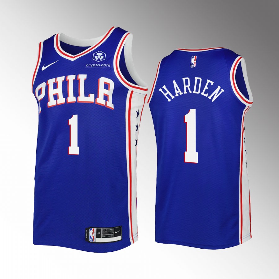 James Harden Philadelphia 76ers Royal #1 Icon Edition Jersey Swingman