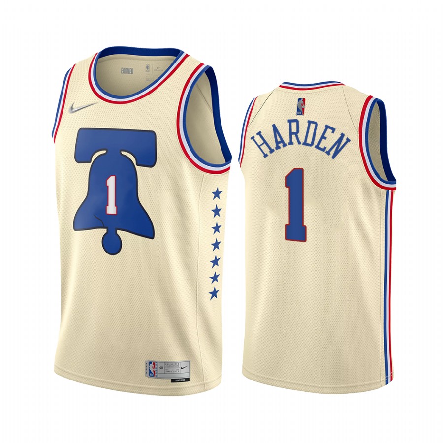James Harden Philadelphia 76ers Cream #1 Earned Edition Jersey