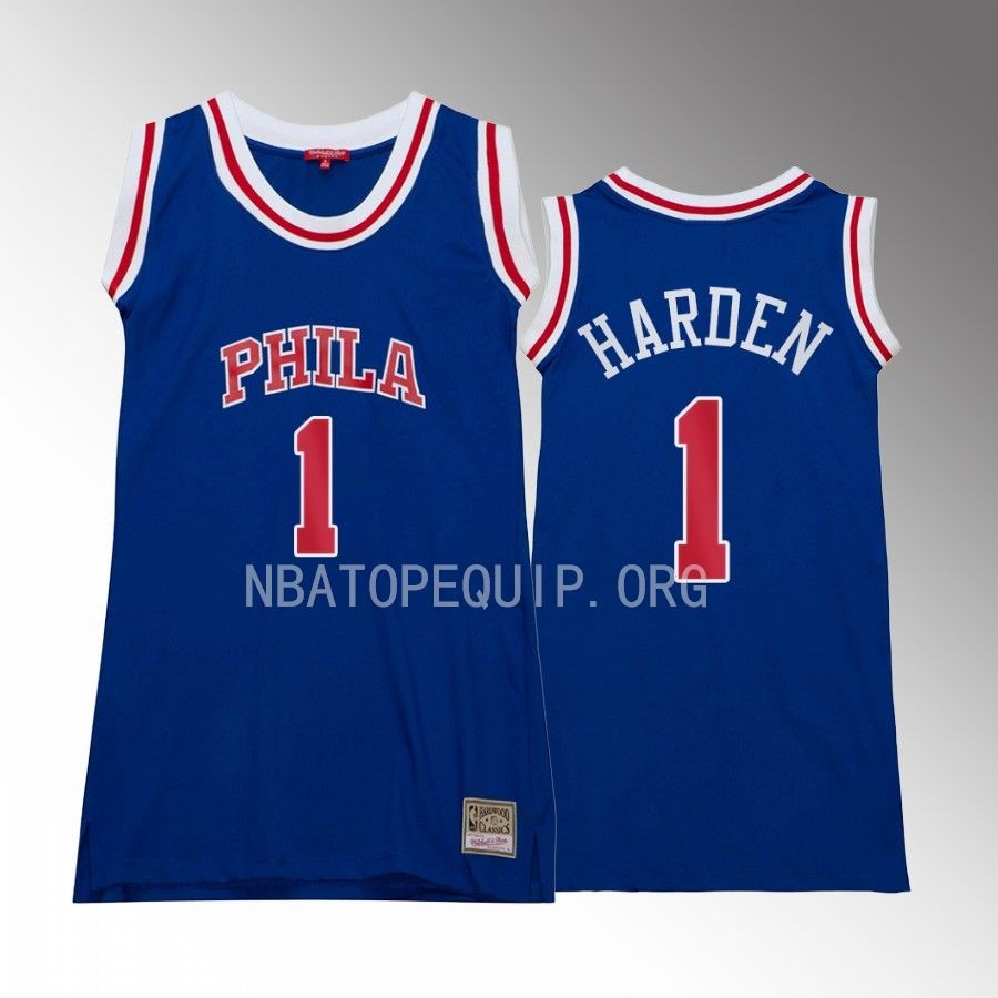 James Harden Philadelphia 76ers #1 Hardwood Classics Jersey Blue Women