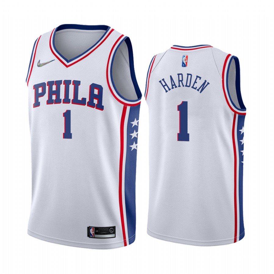 James Harden Philadelphia 76ers White #1 Association Edition Jersey Trade