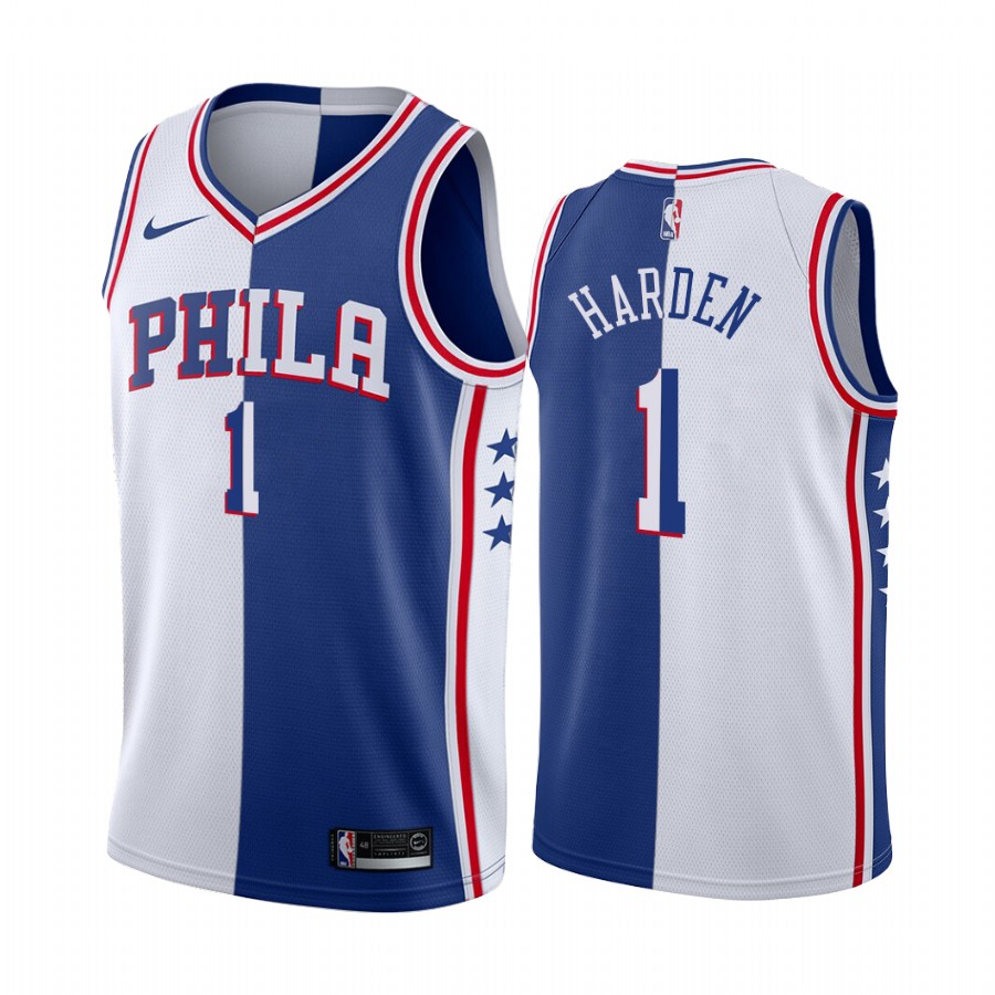 James Harden Philadelphia 76ers White Blue #1 Split Edition Jersey Trade