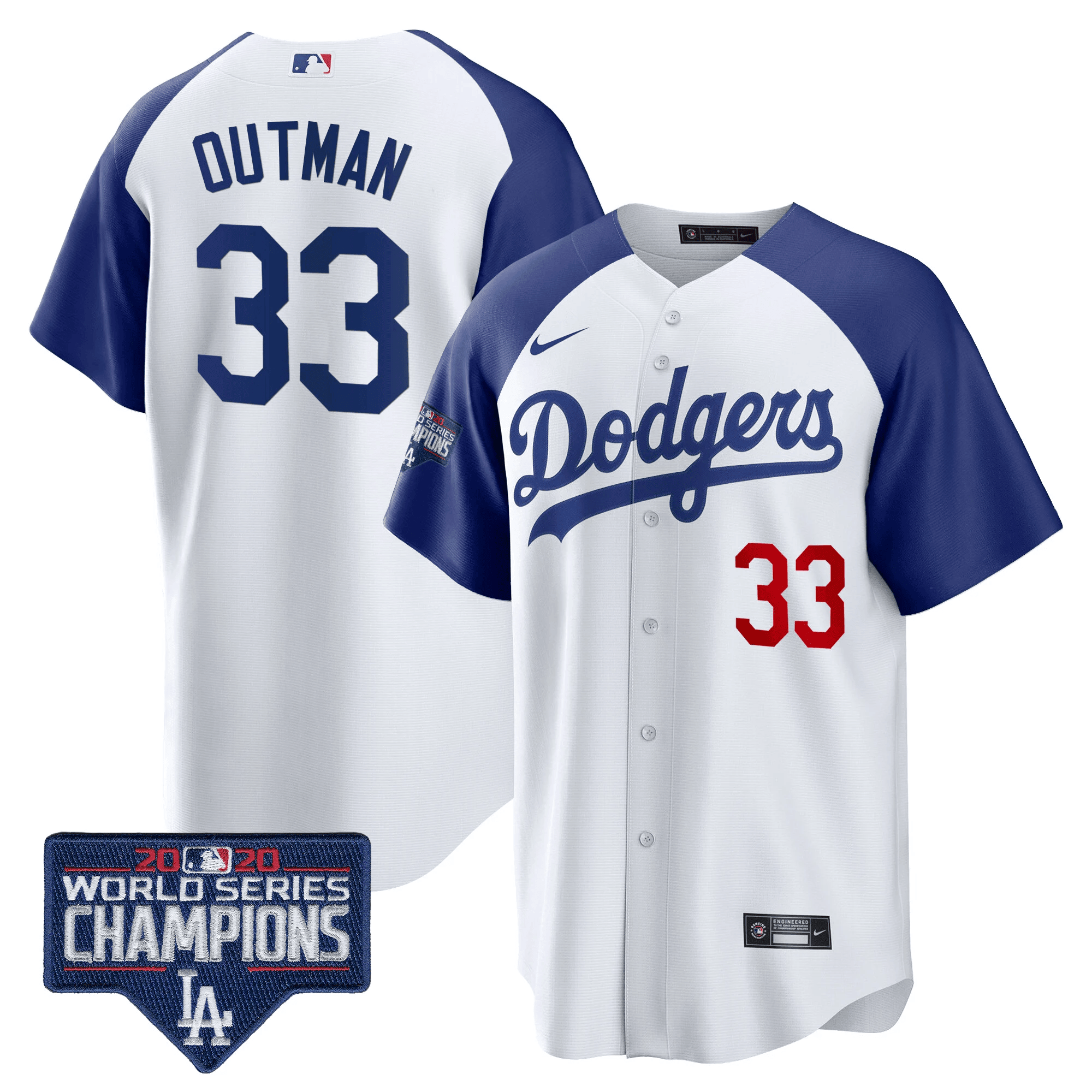 James Outman Men's Los Angeles Dodgers World Series Champions Patch Cool Base Alternate White Jersey
