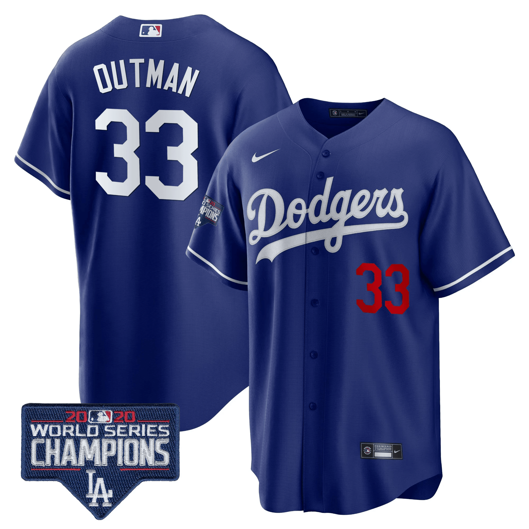 James Outman Men's Los Angeles Dodgers World Series Champions Patch Cool Base Royal Jersey