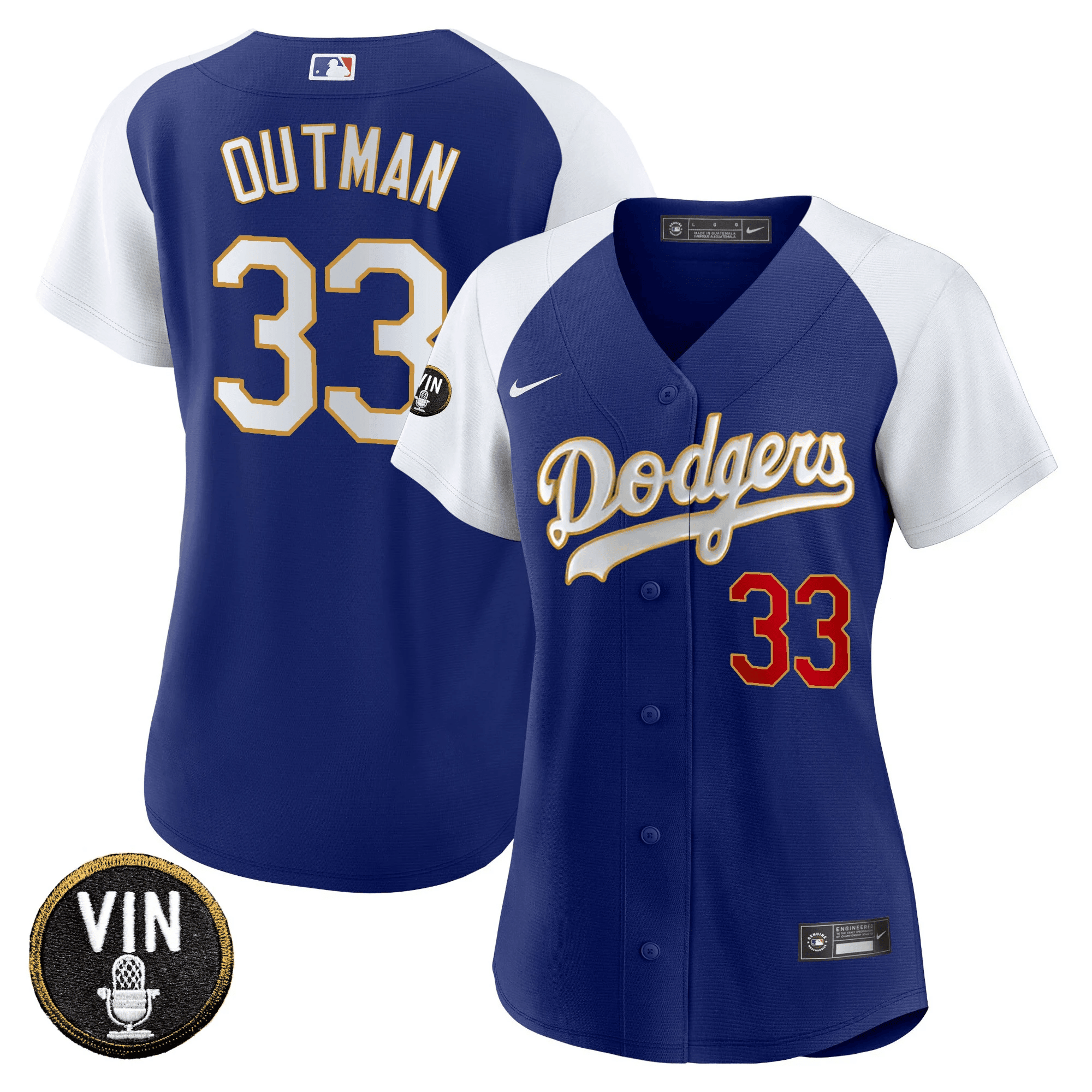 James Outman Women's Los Angeles Dodgers Vin Scully Patch Gold Trim Alternate Royal Jersey