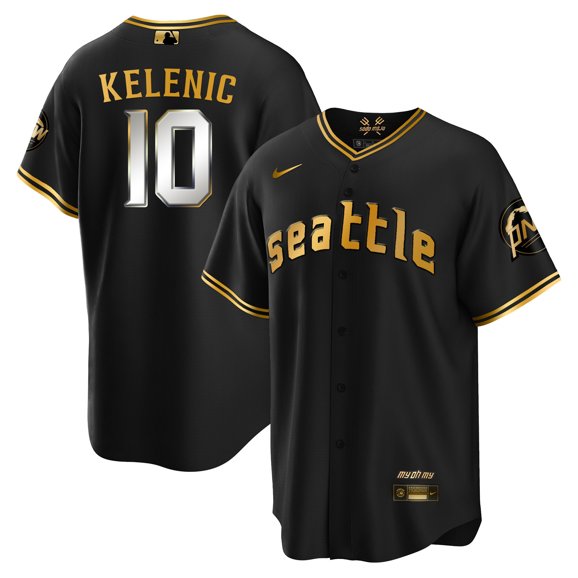 Jarred Kelenic Men's Seattle Mariners City Connect Gold Fan Made Cool Black Gold Jersey
