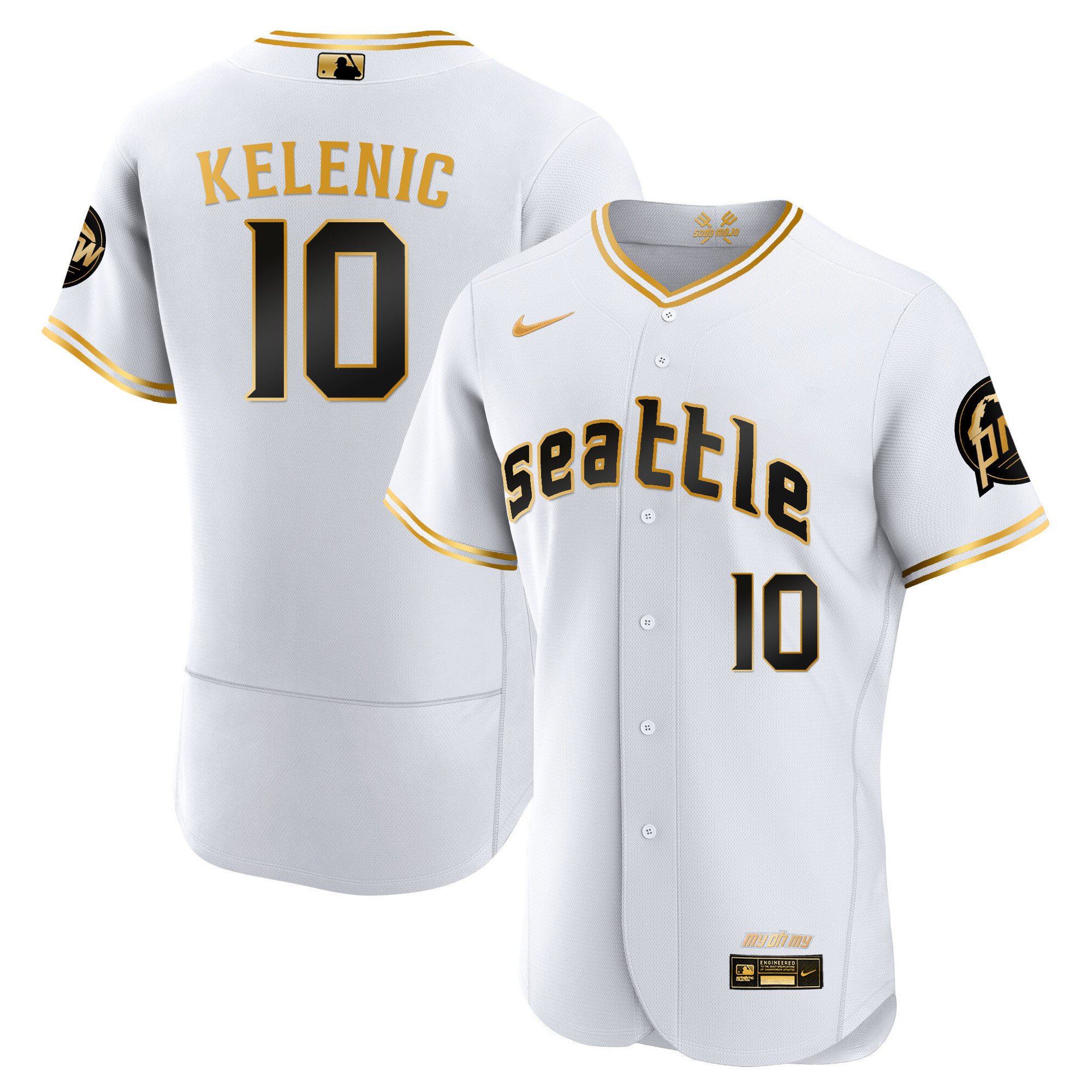 Jarred Kelenic Men's Seattle Mariners City Connect Gold Fan Made Flex White Gold Jersey