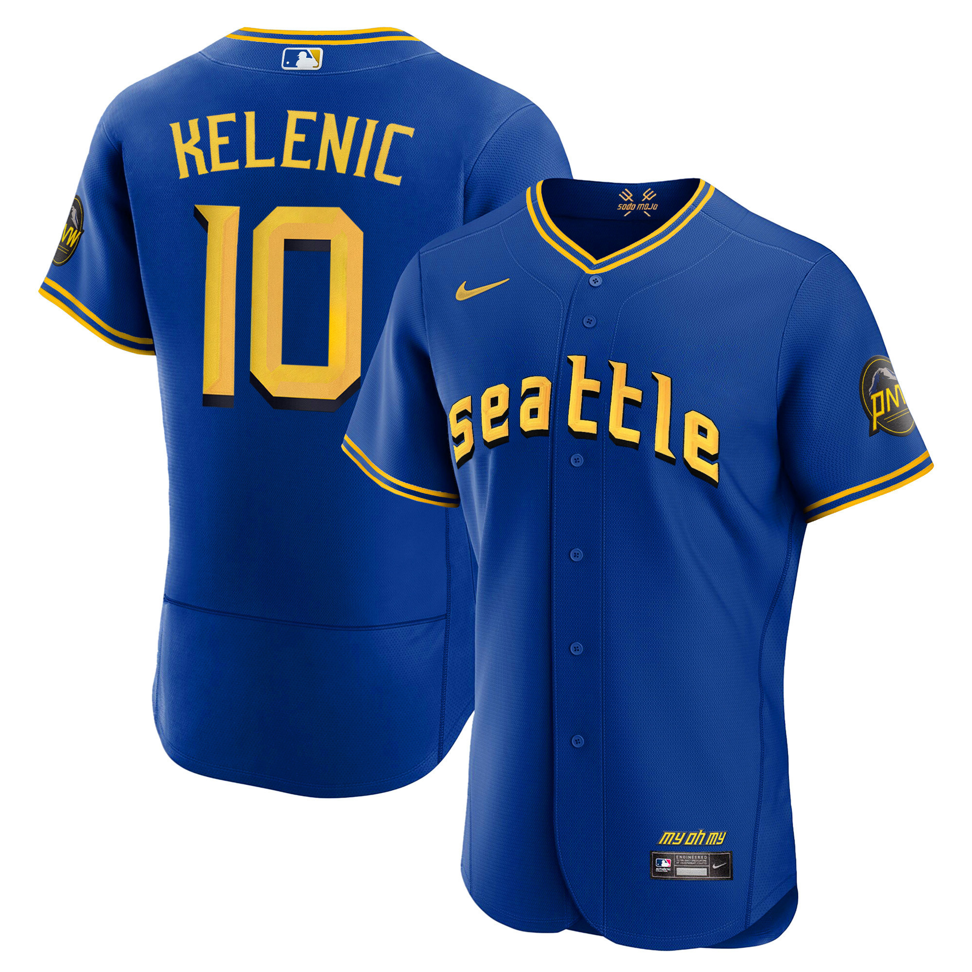 Jarred Kelenic Men's Seattle Mariners City Connect Gold Flex Royal Jersey
