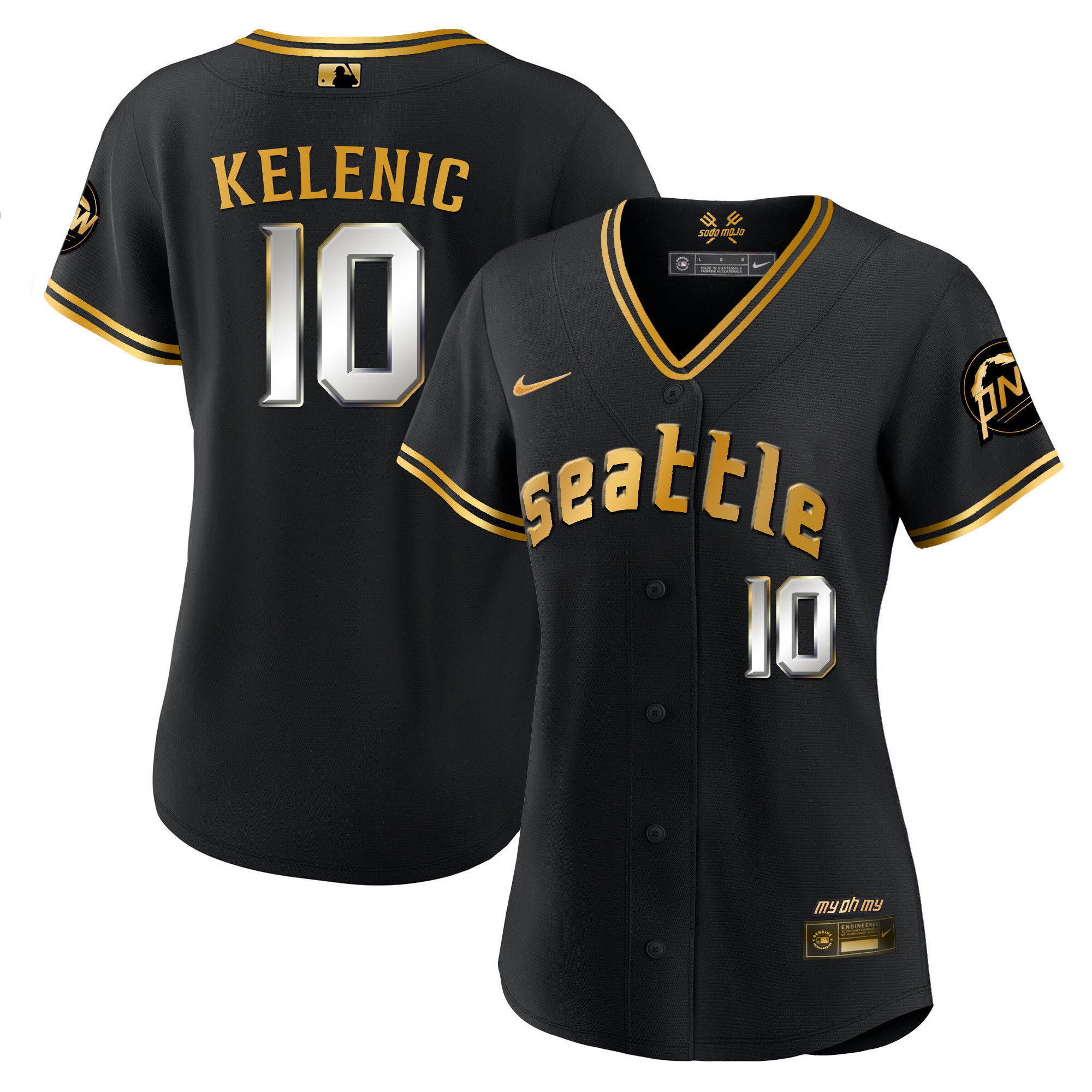 Jarred Kelenic Women's Seattle Mariners City Connect Gold Fan Made Black Gold Jersey