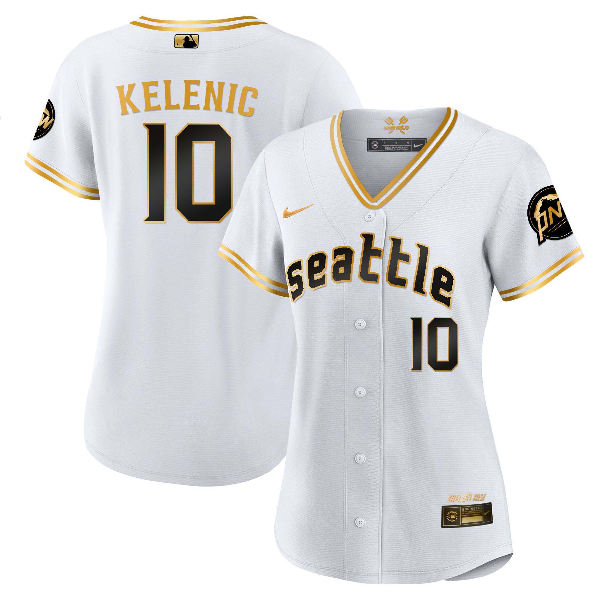 Jarred Kelenic Women's Seattle Mariners City Connect Gold Fan Made White Gold Jersey