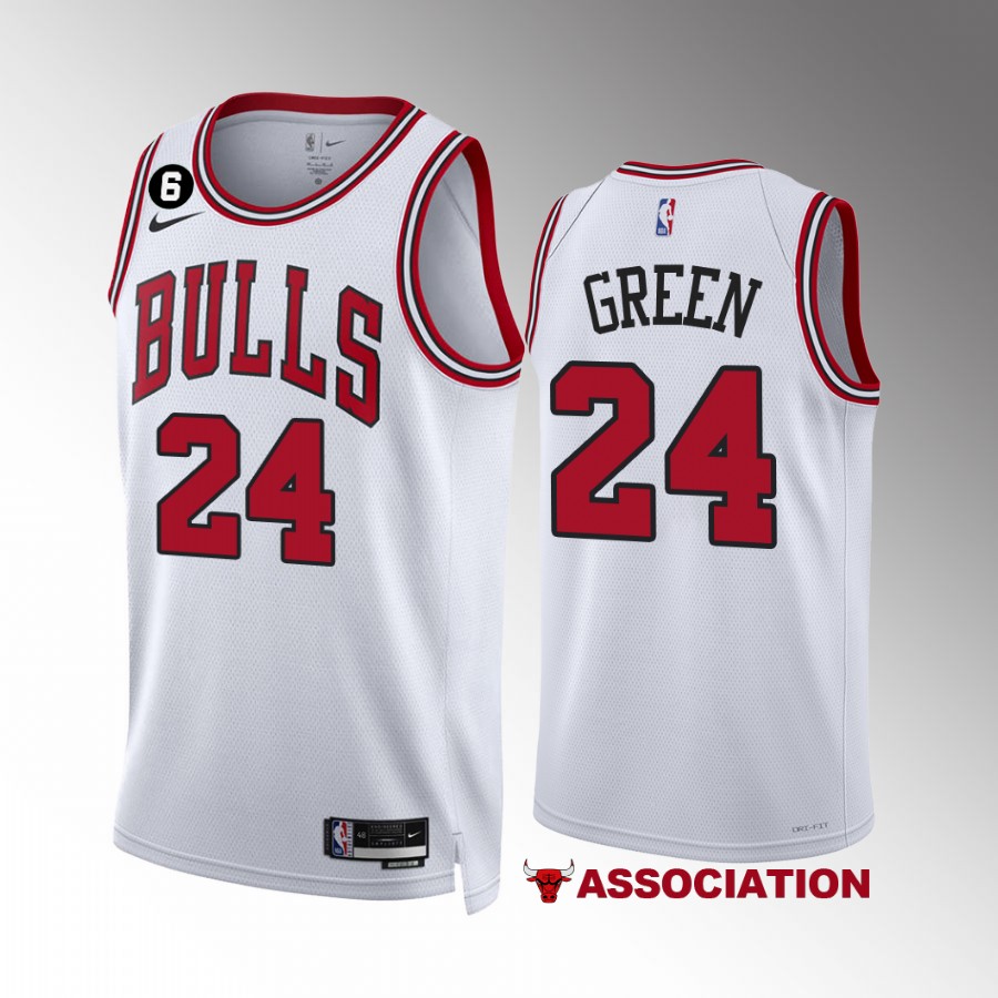 Javonte Green Chicago Bulls #24 White Jersey Association Edition NO.6 Patch