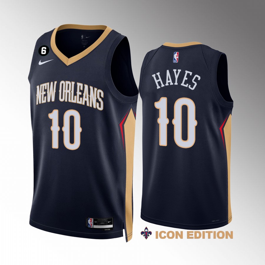 Jaxson Hayes New Orleans Pelicans #10 Navy Jersey Icon Edition NO.6 Patch