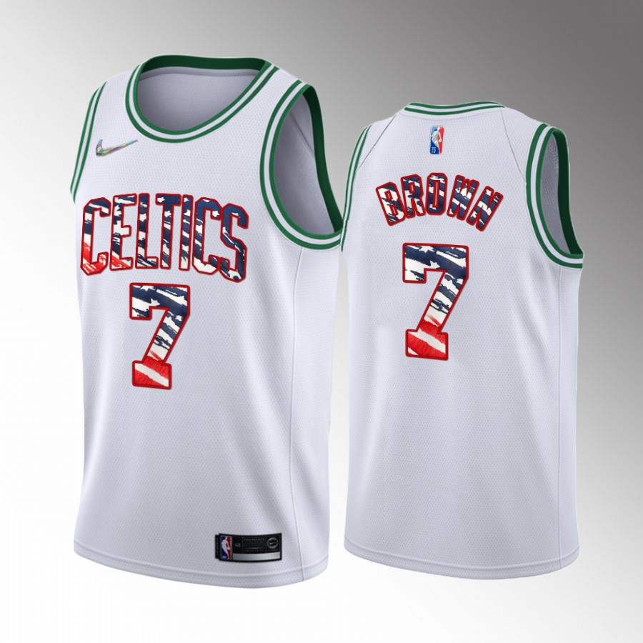 Jaylen Brown Independence Day Boston Celtics #7 White Jersey America