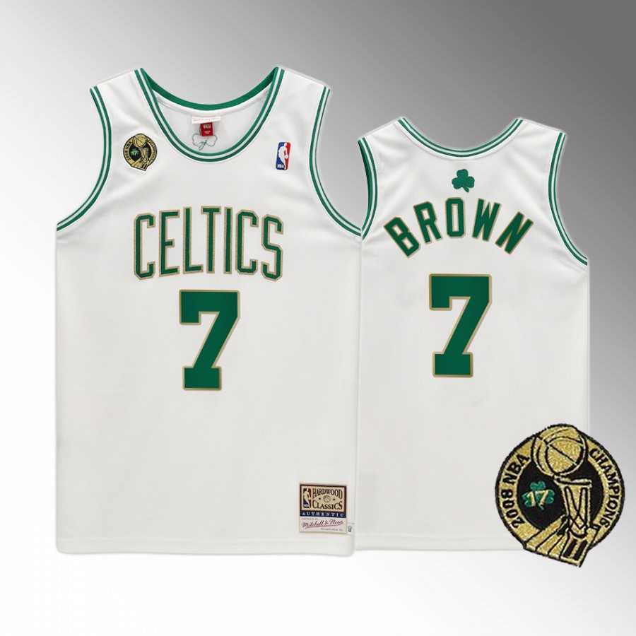 Jaylen Brown #7 Boston Celtics 17X Finals Champs White Commemorative Jersey