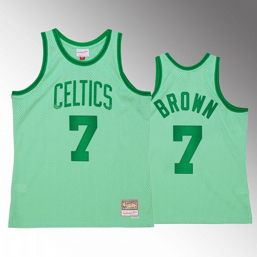 Jaylen Brown #7 Boston Celtics Space Knit Green Hardwood Classics Jersey