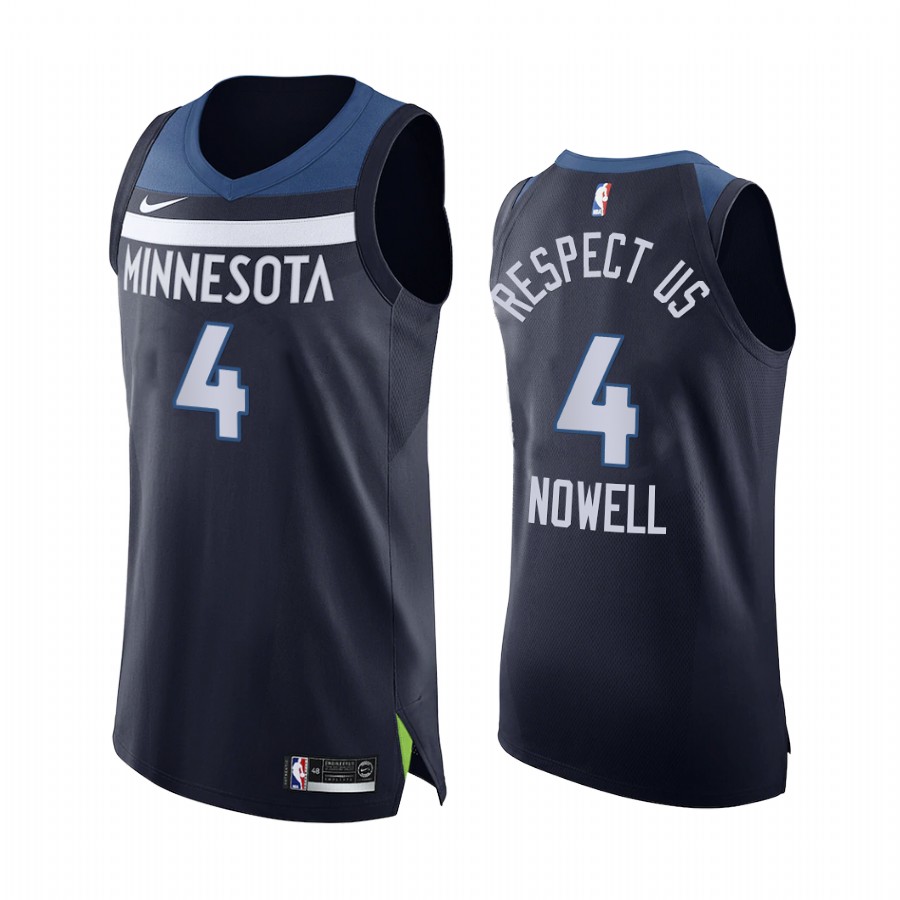 Jaylen Nowell Minnesota Timberwolves Social Justice Navy Jersey respect us
