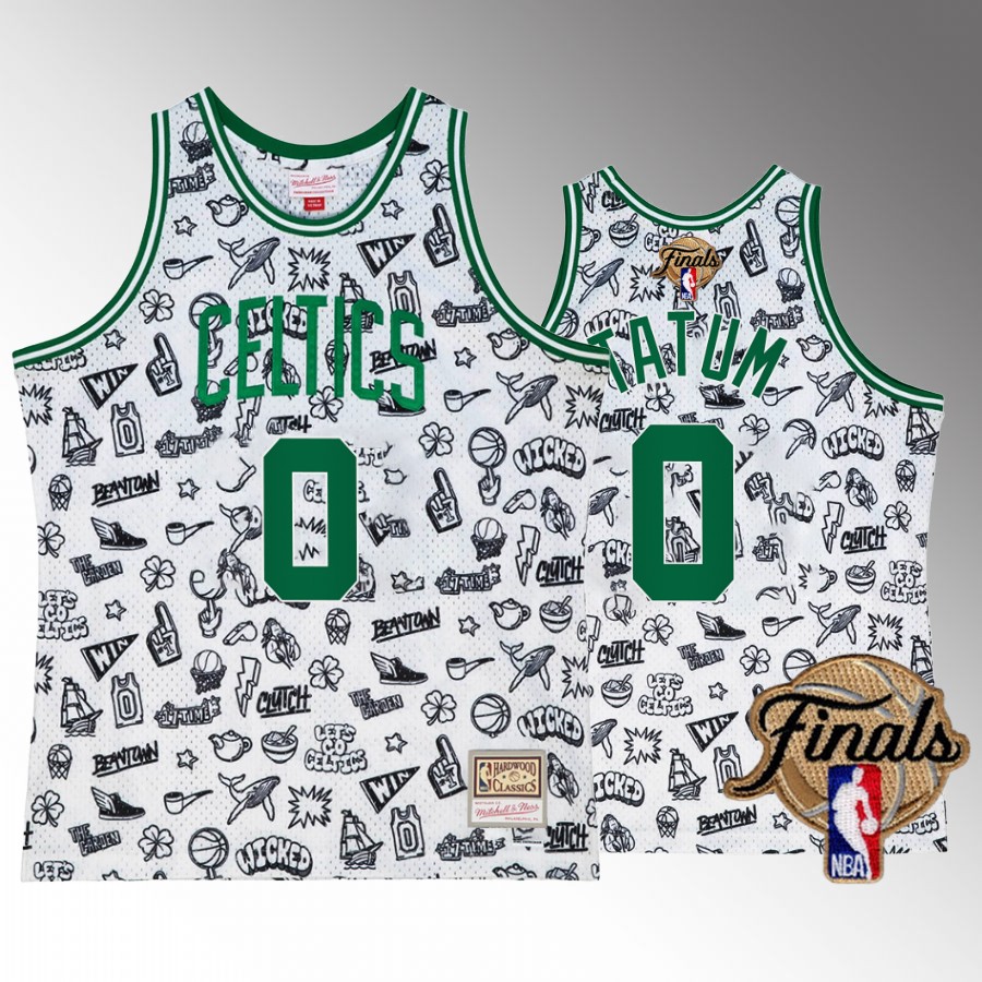 Jayson Tatum #0 Boston Celtics Finals White Doodle Jersey