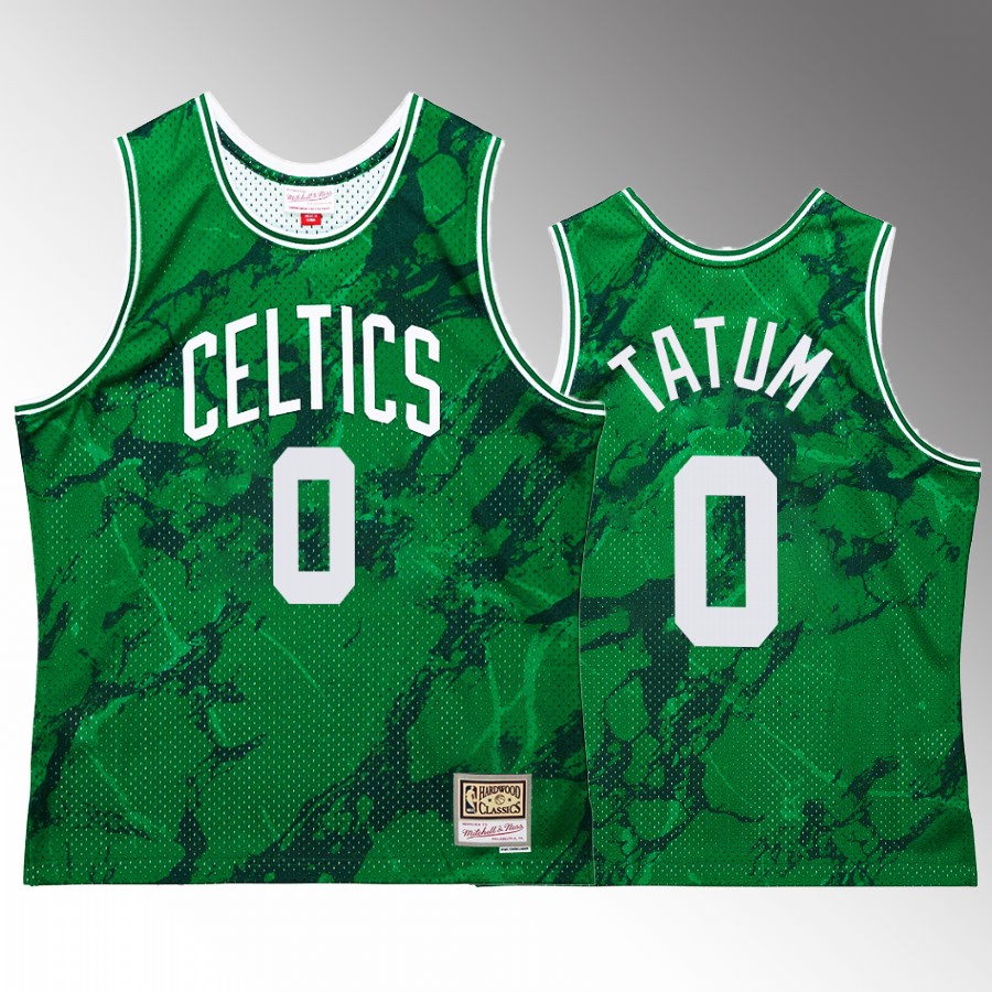 Jayson Tatum #0 Boston Celtics Marble Swingman Green Hardwood Classics Jersey