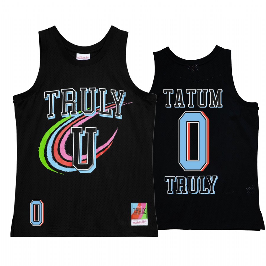 Jayson Tatum 0 Boston Celtics Truly U Black Jersey Mitchell Ness Tank