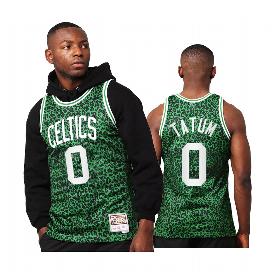 Jayson Tatum 0 Boston Celtics Wild Life Green Jersey HWC Swingman