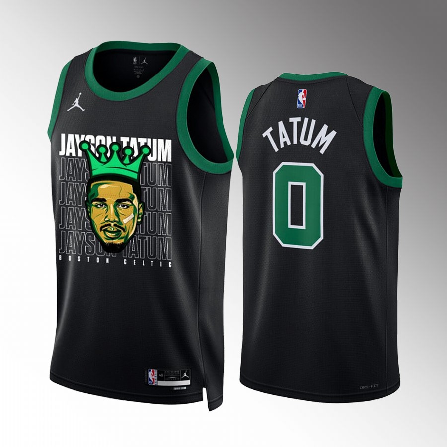 Jayson Tatum Boston Celtics Black #0 Jersey King Of Boston Screen Print Graphics