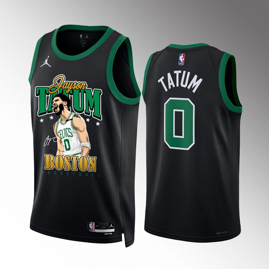 Jayson Tatum Boston Celtics Black #0 Jersey The Ultimate Fan Gear Screen Print Graphics