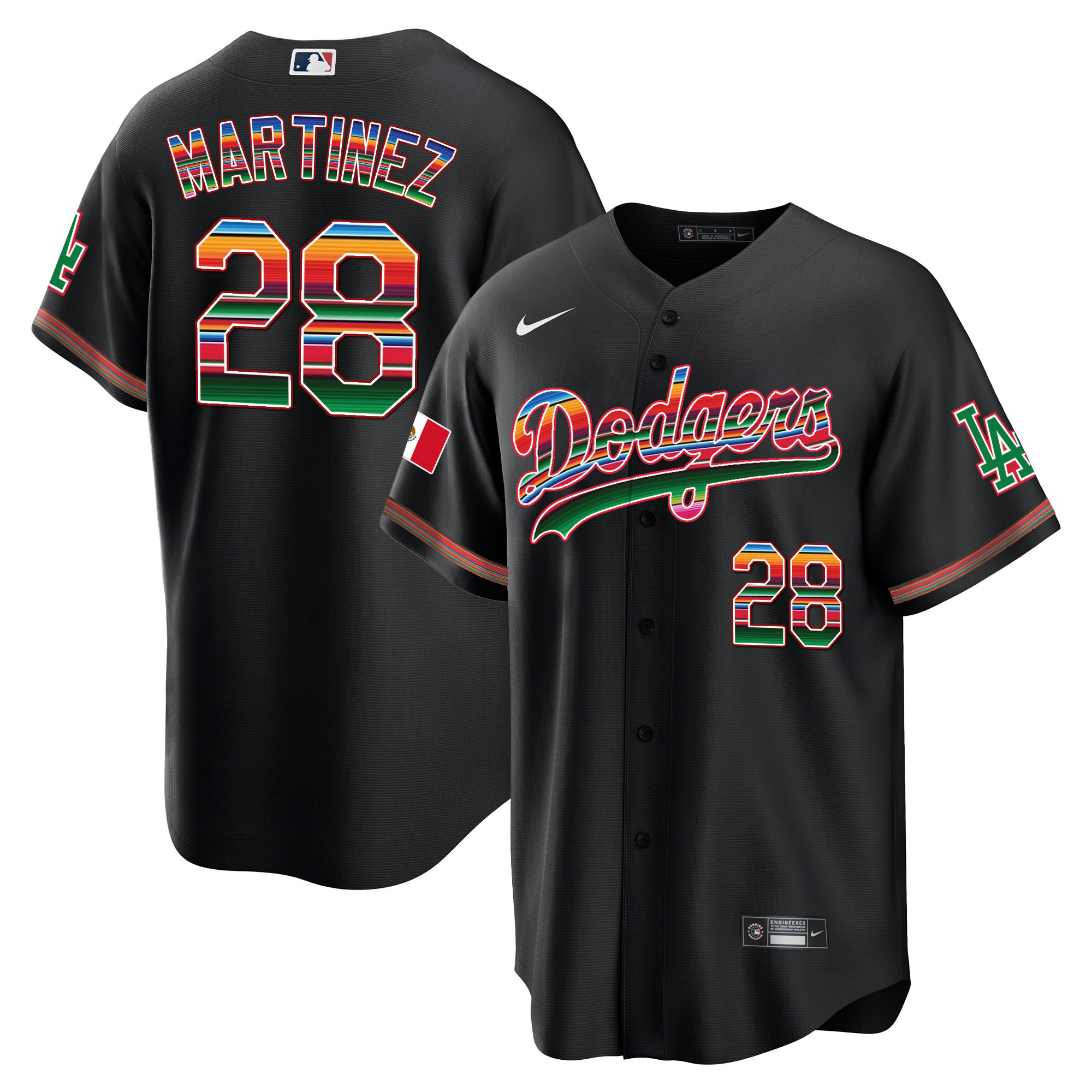 J.D. Martinez Men's Los Angeles Dodgers Mexico Cool Base Limited Black Jersey