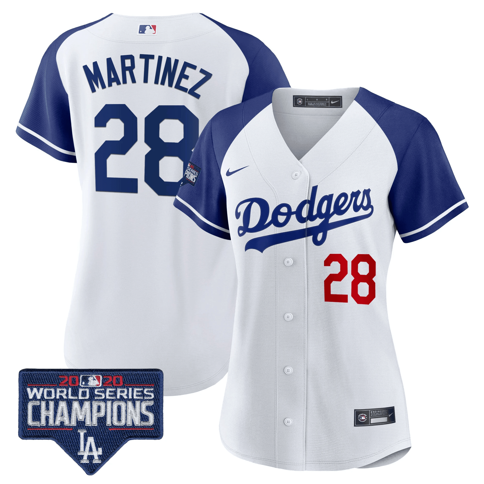 J.D. Martinez Women's Los Angeles Dodgers World Series Champions Patch Alternate White Jersey