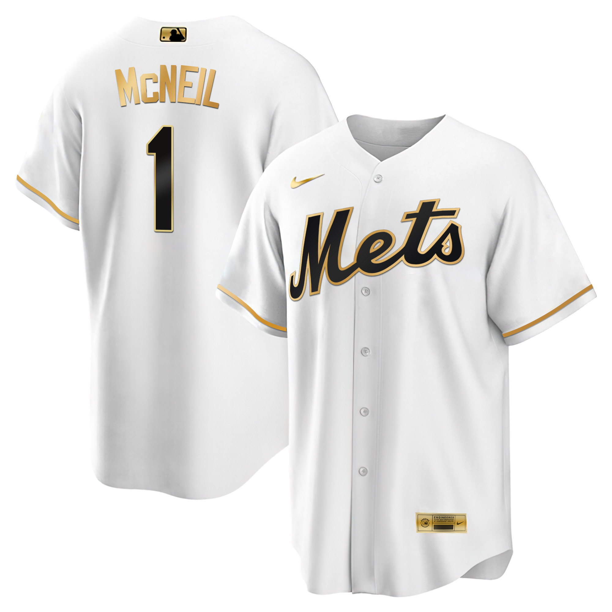 Jeff McNeil Men's New York Mets Black Limited & Gold Cool White Gold Jersey