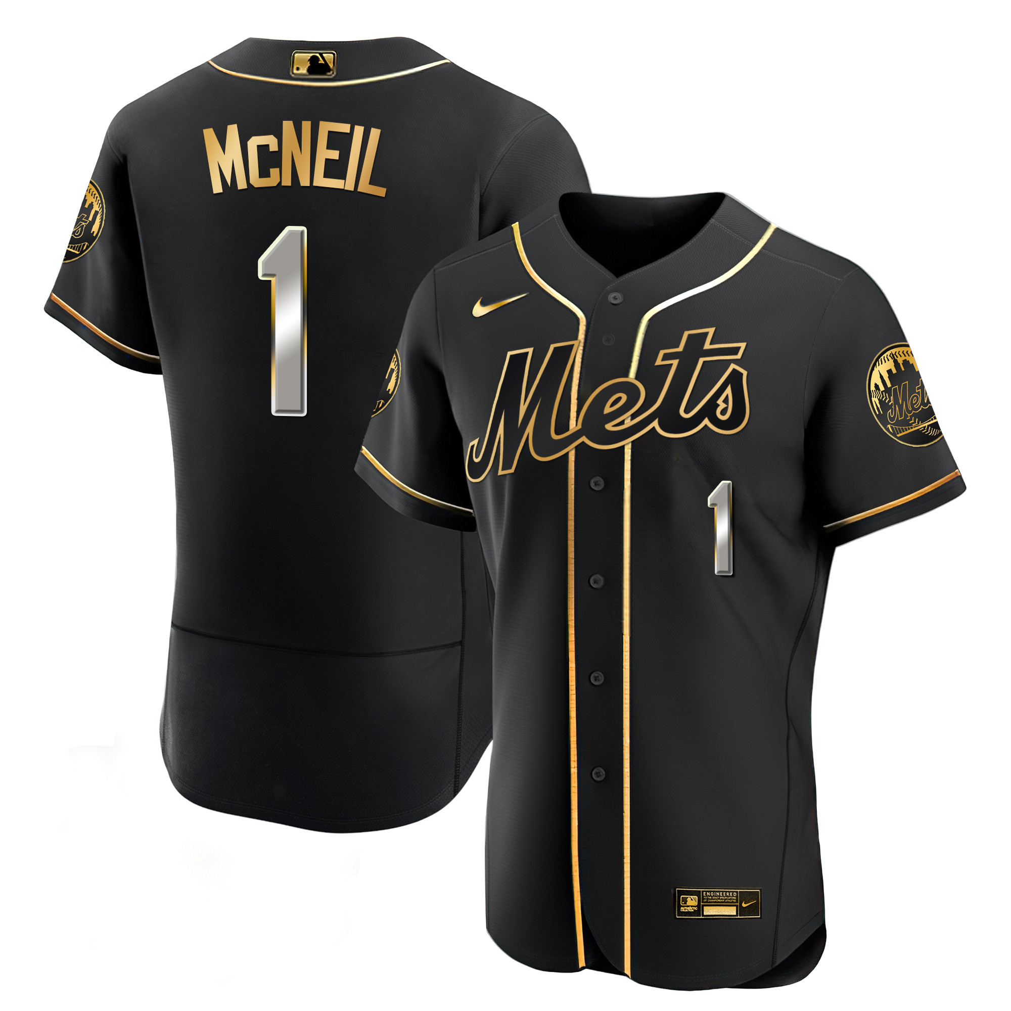 Jeff McNeil Men's New York Mets Black Limited & Gold Flex Black Limited Jersey