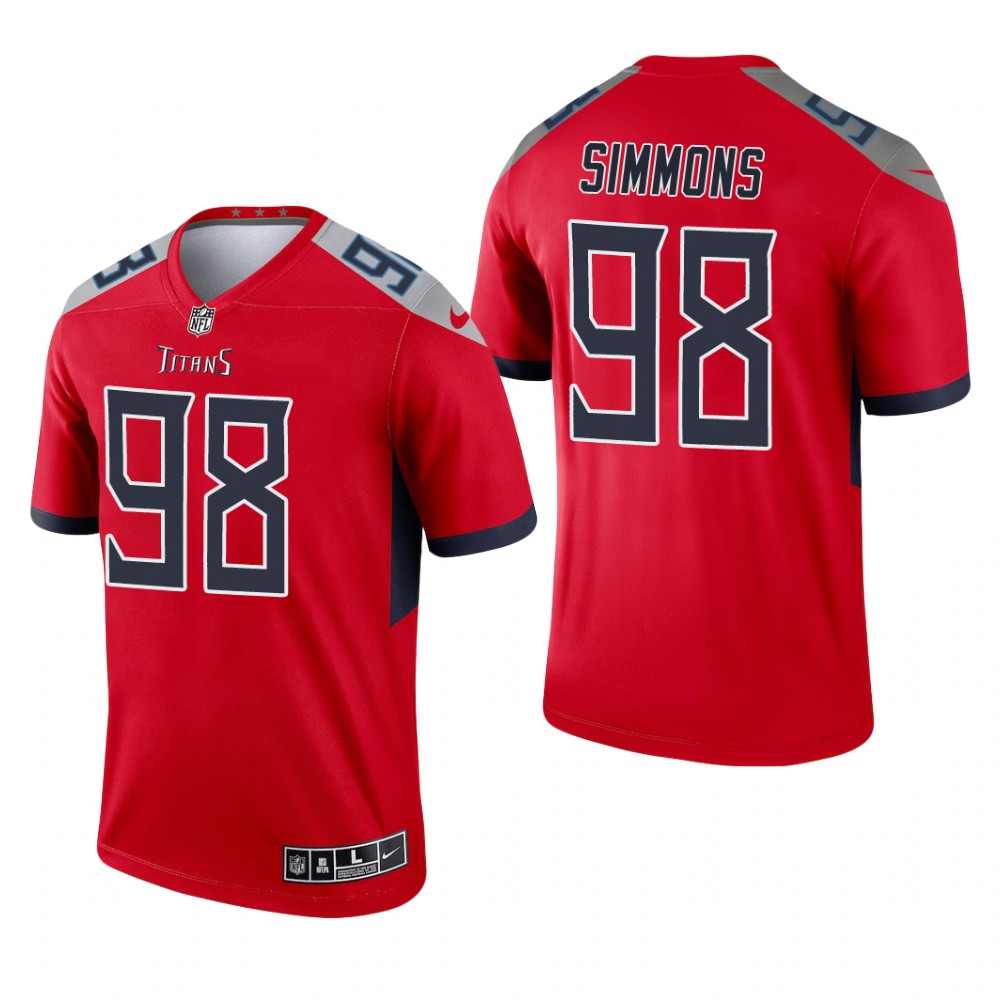 Jeffery Simmons Tennessee Titans Red Jersey Inverted Legend - Men's