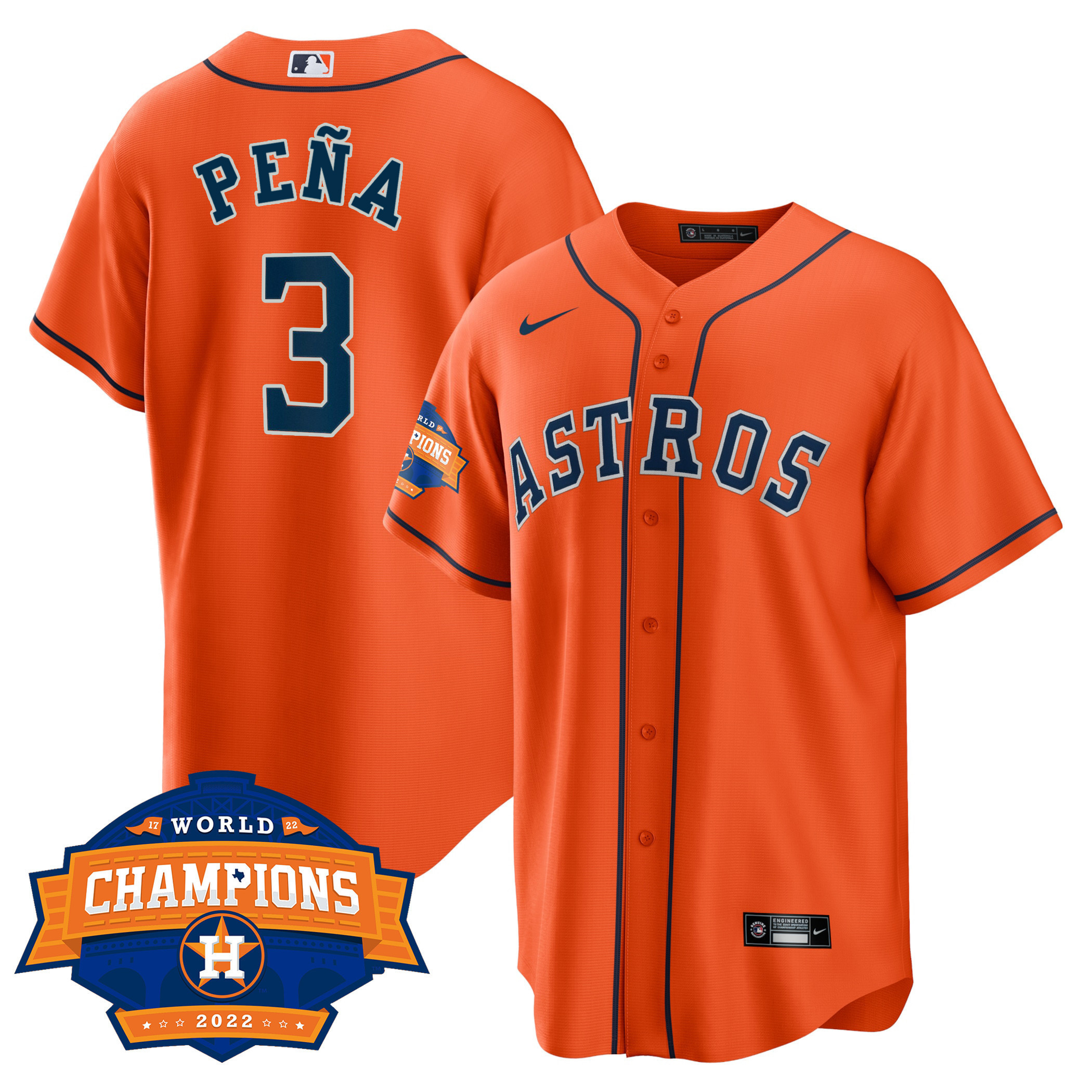 Jeremy Peña Men's Houston Astros Alternate World Series Champions Patch Limited Cool Base Jersey