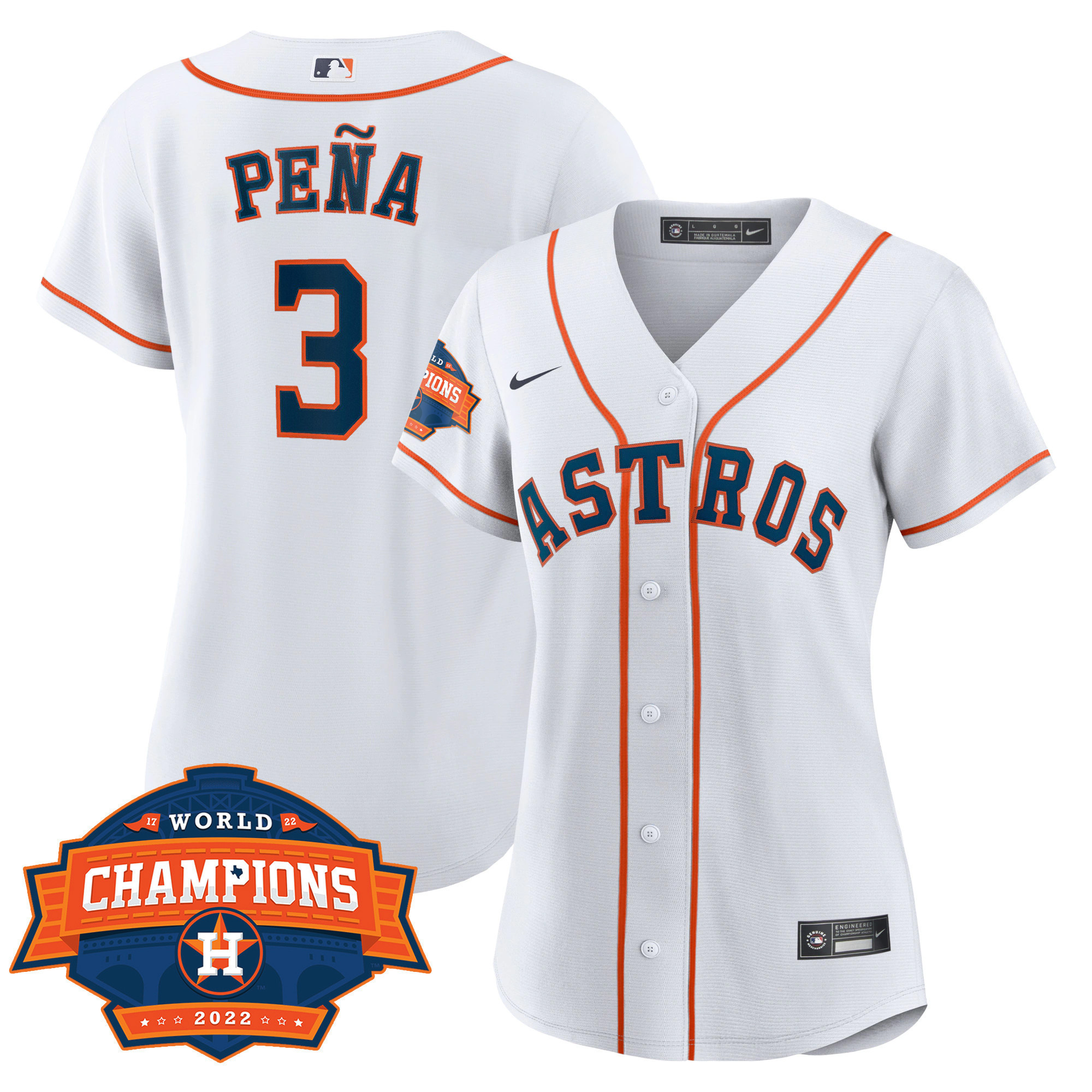 Jeremy Peña Women's Houston Astros World Series Champions Patch Limited Cool Home Jersey