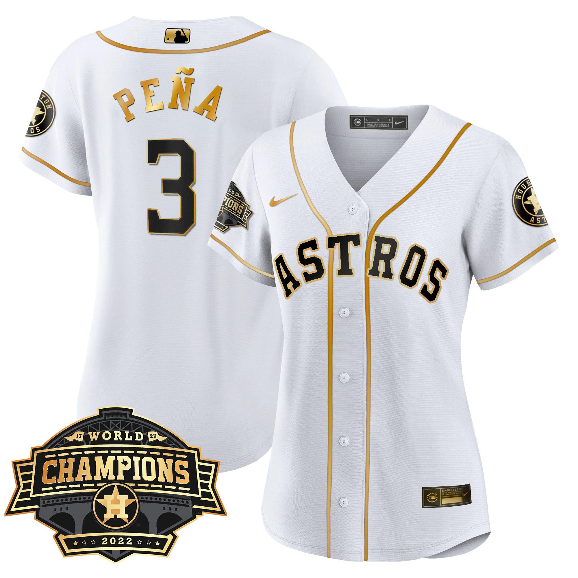 Jeremy Peña Women's Houston Astros World Series Champions Patch Limited Cool White Jersey
