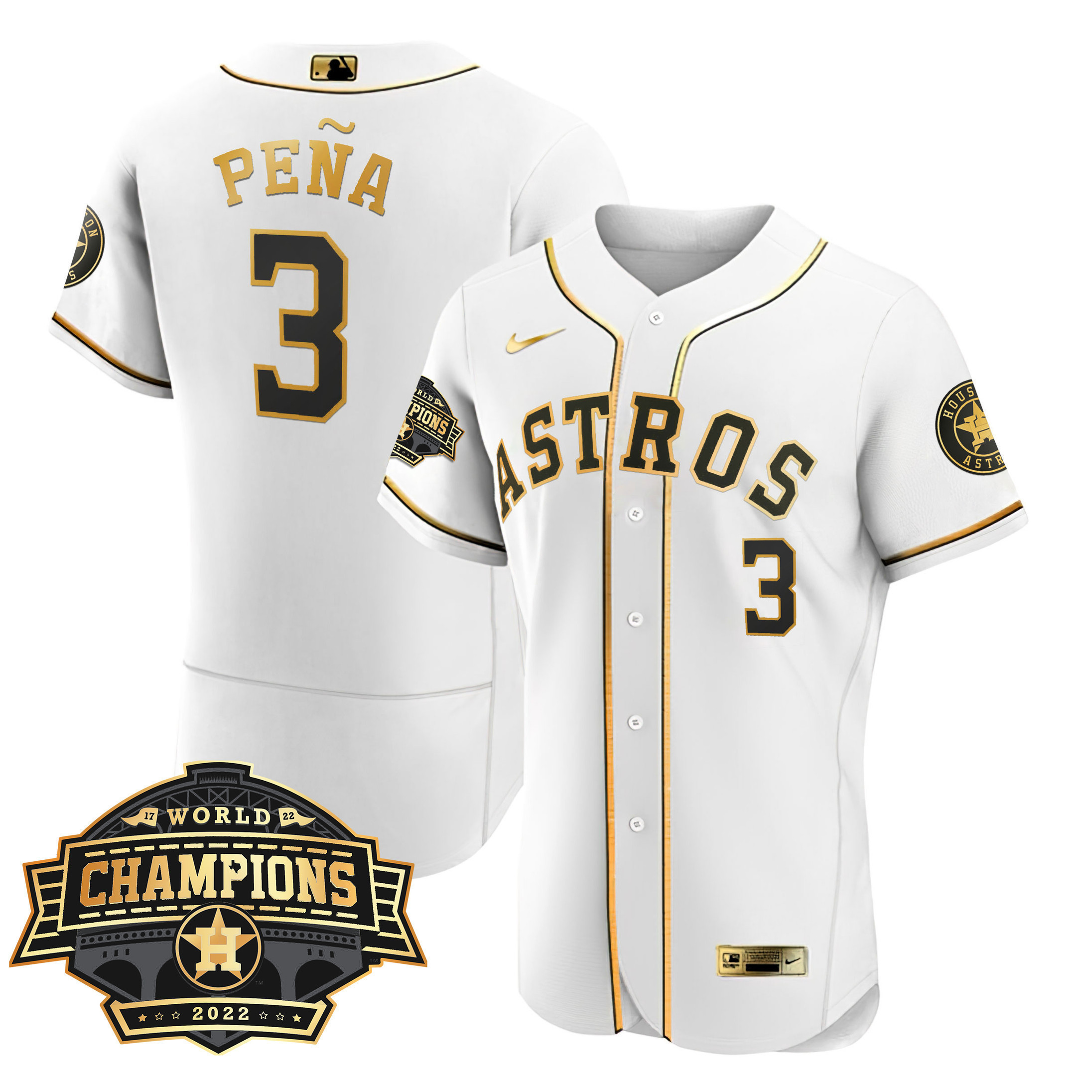 Jeremy Peña Women's Houston Astros World Series Champions Patch Limited Flex White Jersey