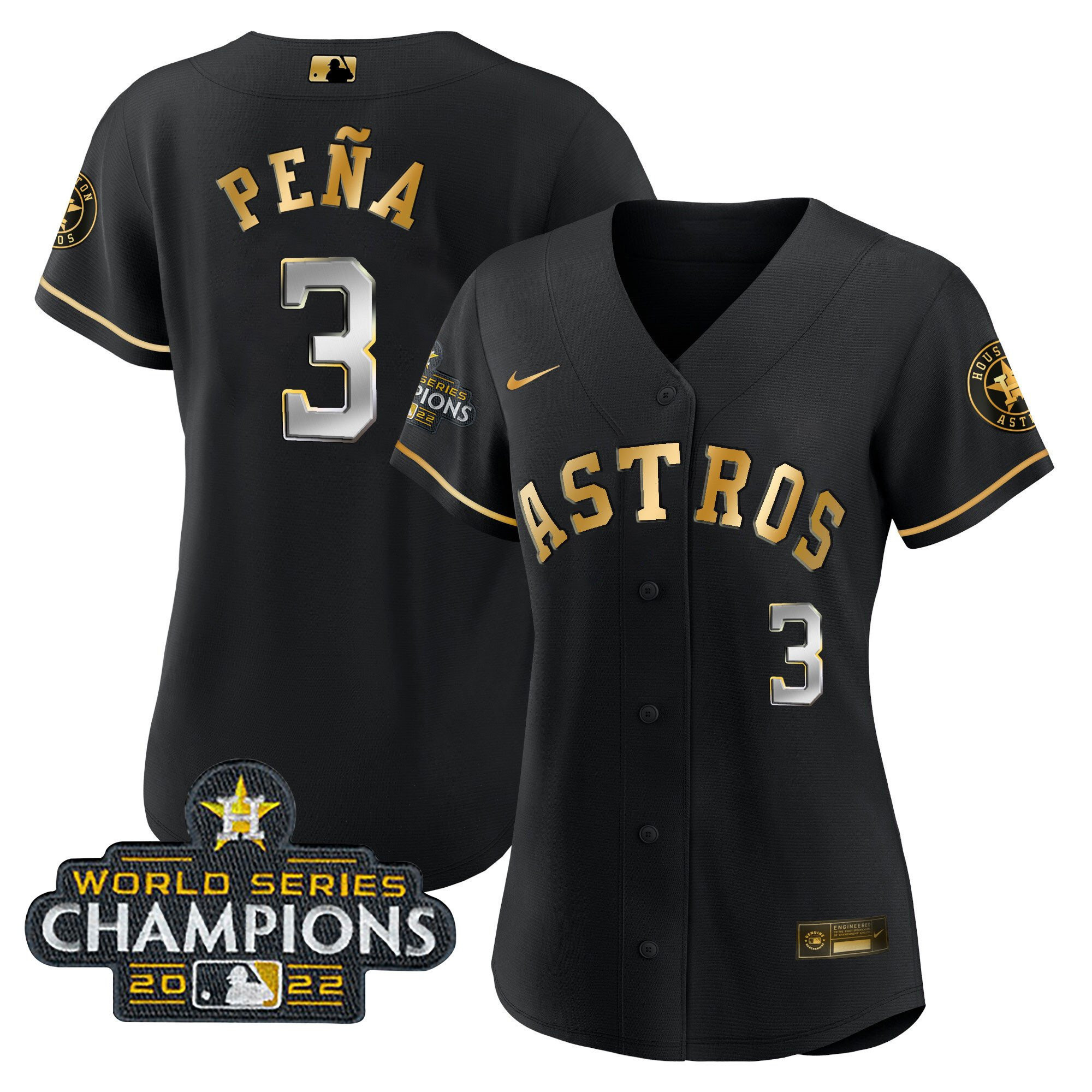 Jeremy Peña Women's Houston Astros World Series Champions Player Cool Black Jersey