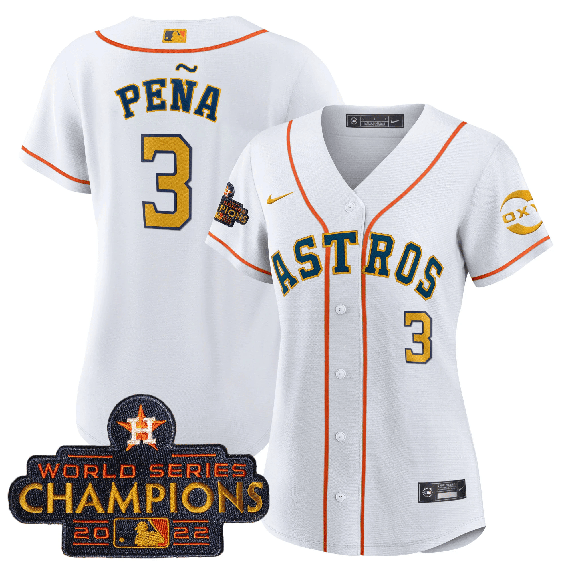 Jeremy Pena Houston Astros Champions Gold Rush Oxy Patch Cool Base Jersey