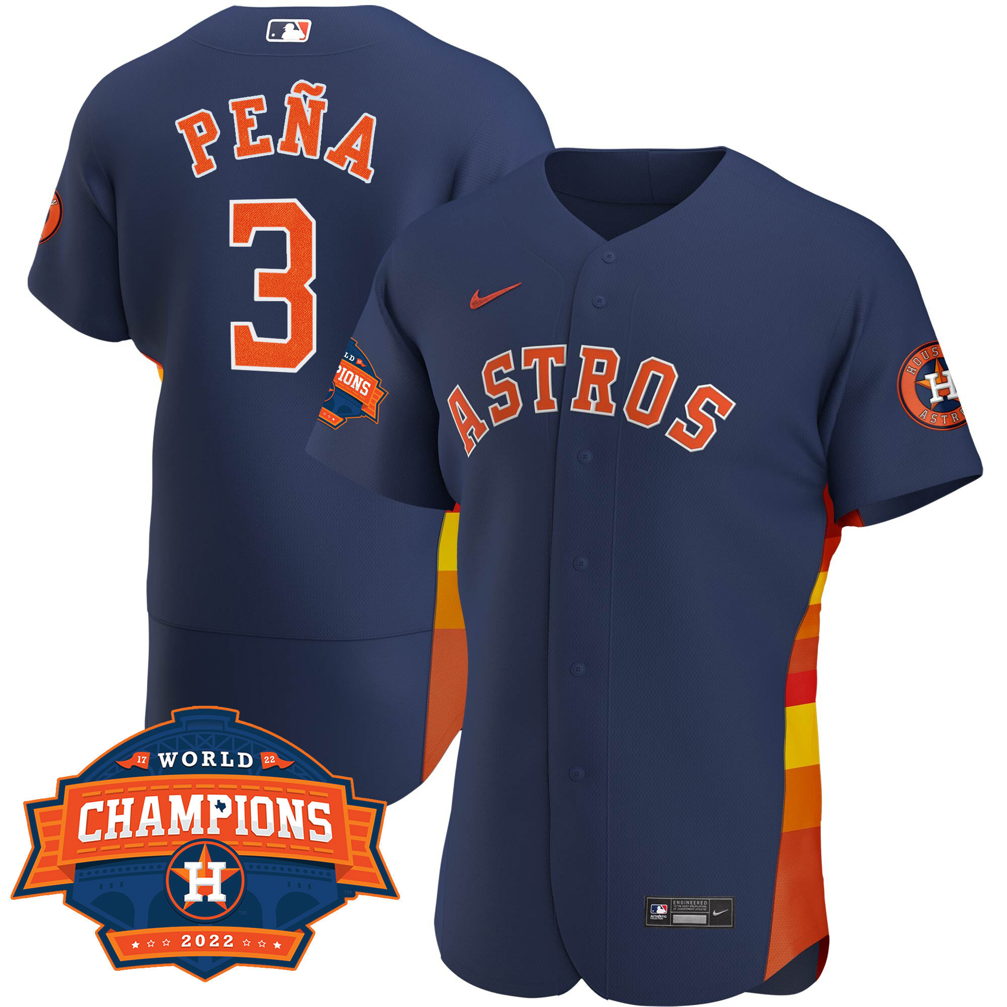 Jeremy Pena Men's Houston Astros Alternate Navy Champions Limited Player Flex Base Jersey