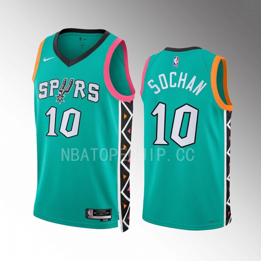 Jeremy Sochan San Antonio Spurs Teal #10 City Edition Jersey Draft