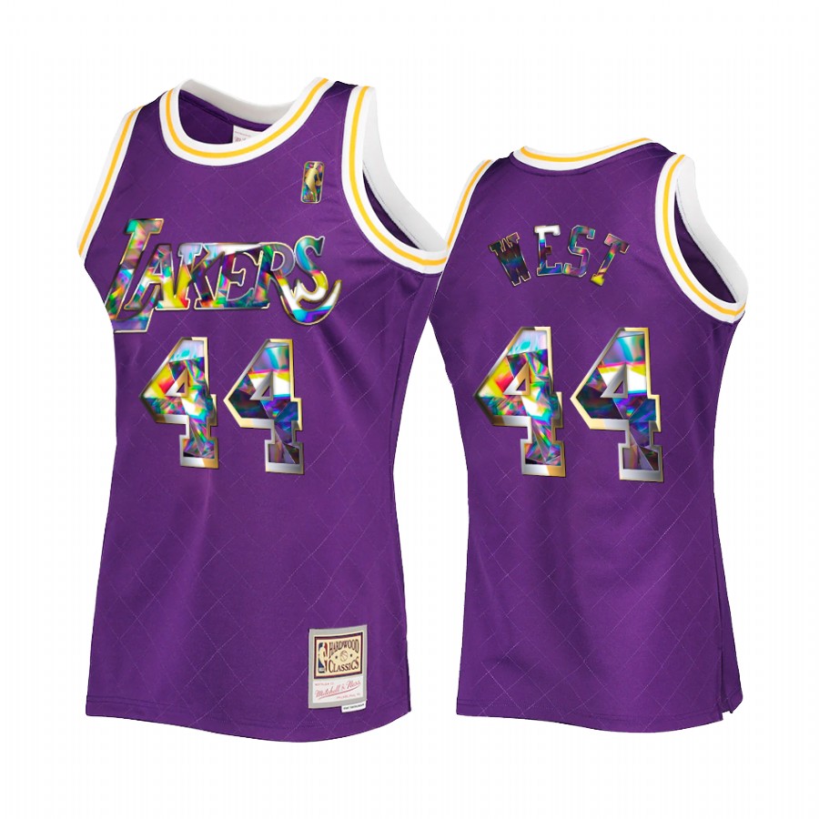Jerry West 44 Los Angeles Lakers 75th Diamond Purple Jersey Hardwood Classics