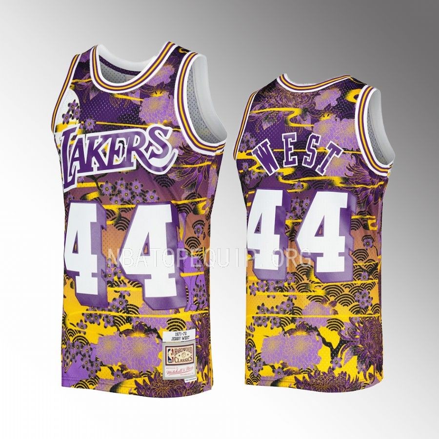 Jerry West Los Angeles Lakers #44 Lunar New Year Jersey Purple Hardwood Classics Men