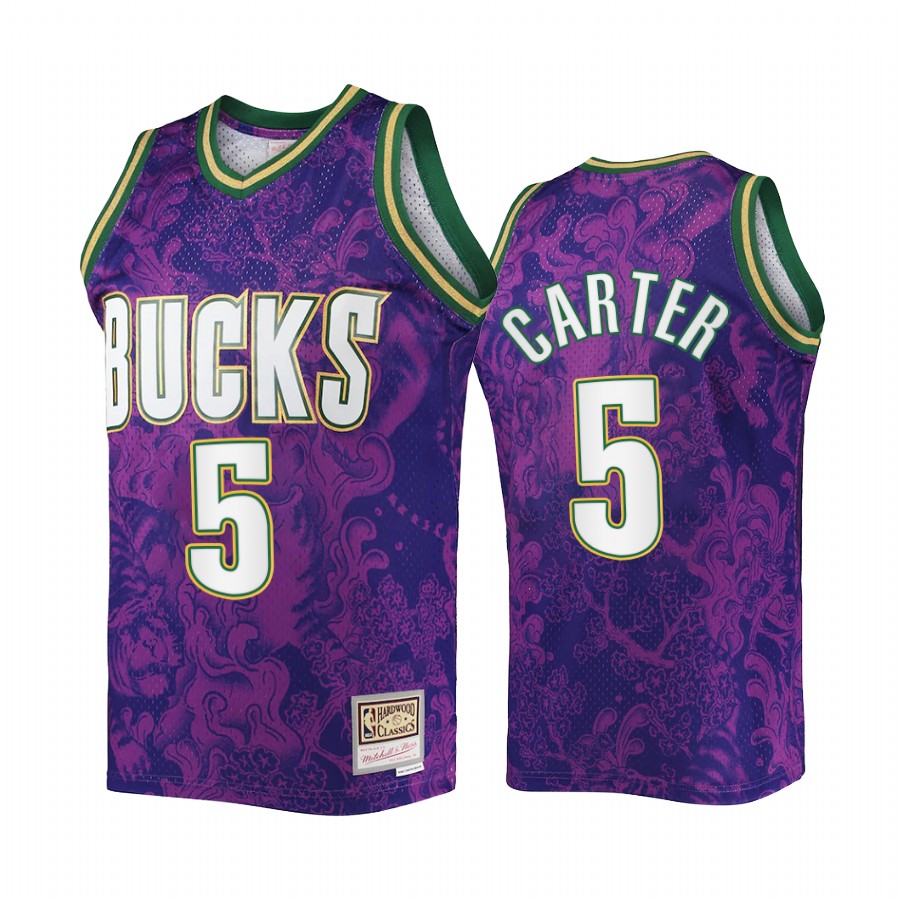 Jevon Carter Lunar New Year Milwaukee Bucks Purple Jersey Mitchell Ness