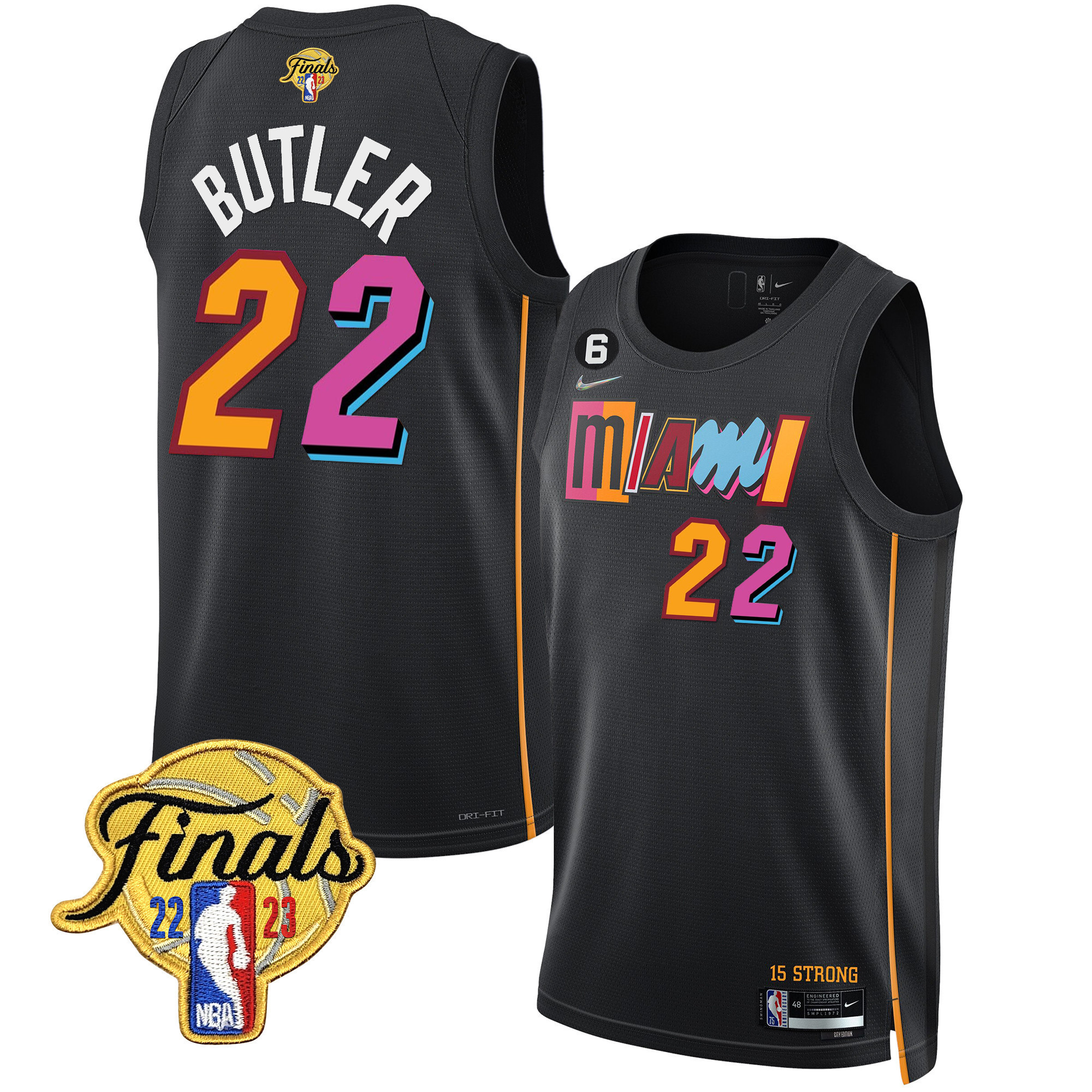 Jimmy Butler Men's Miami Heat Finals Patch Collection V2 City Black Jersey - All Stitched