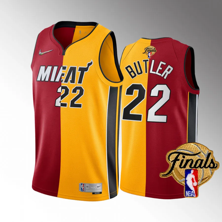 Jimmy Butler Miami Heat Eastern Conference Champions Red Yellow #22 Split Jersey Men