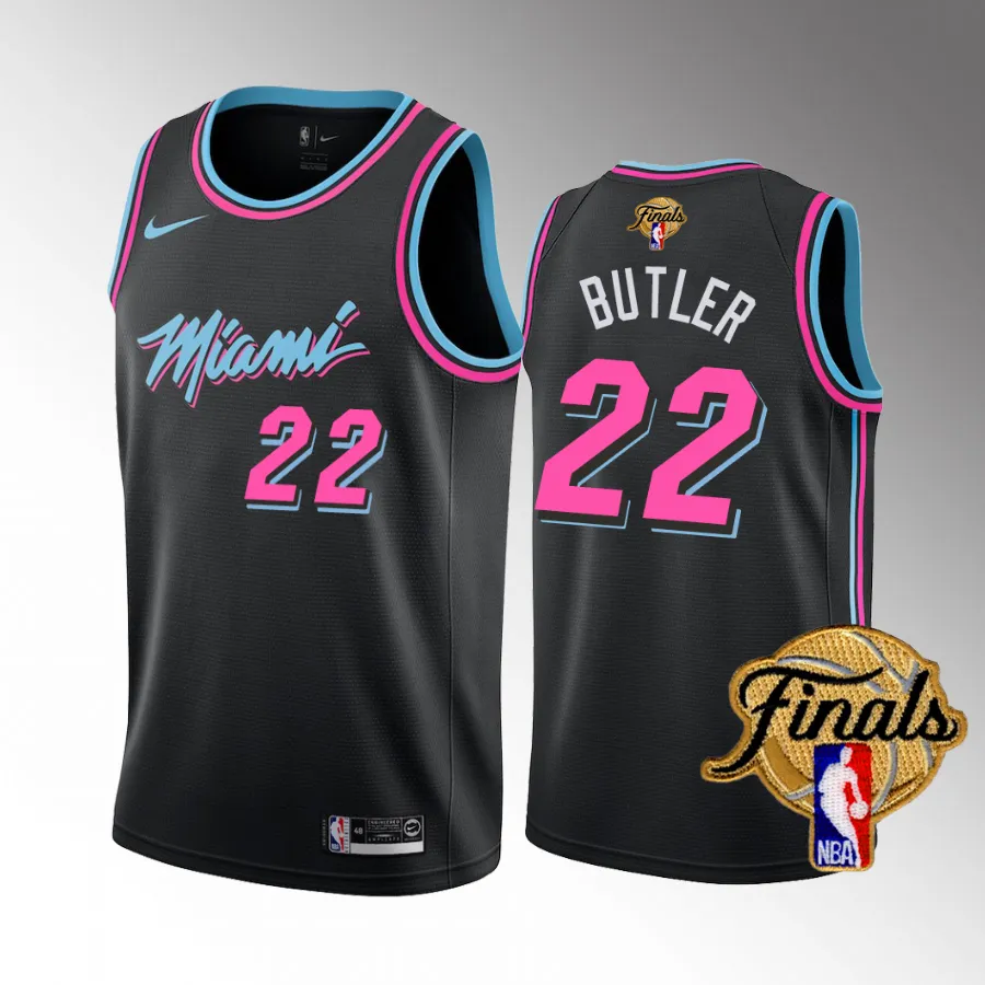 Jimmy Butler Miami Heat Finals Patch Black #22 Vice Night Jersey Men