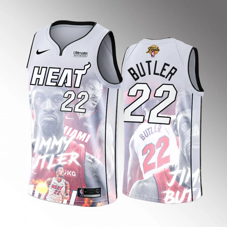 Jimmy Butler Miami Heat Finals Print Graphics White #22 Association Edition Jersey Men