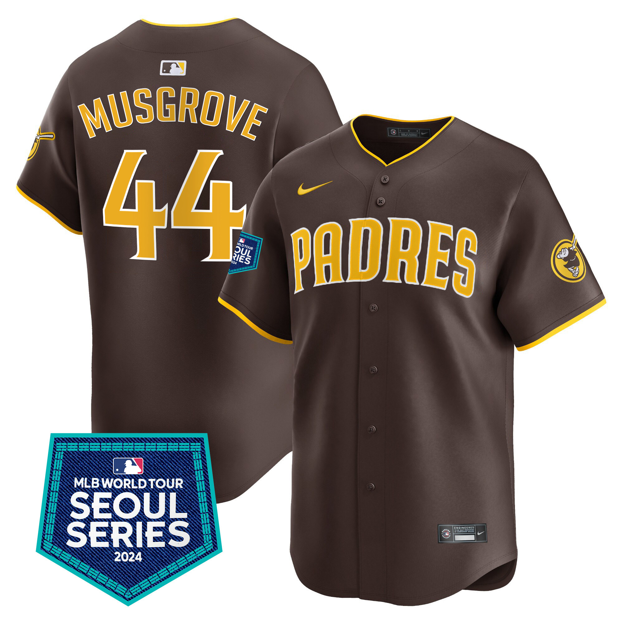 Joe Musgrove Men's San Diego Padres World Tour Seoul Series Patch Vapor Premier Limited Brown Jersey