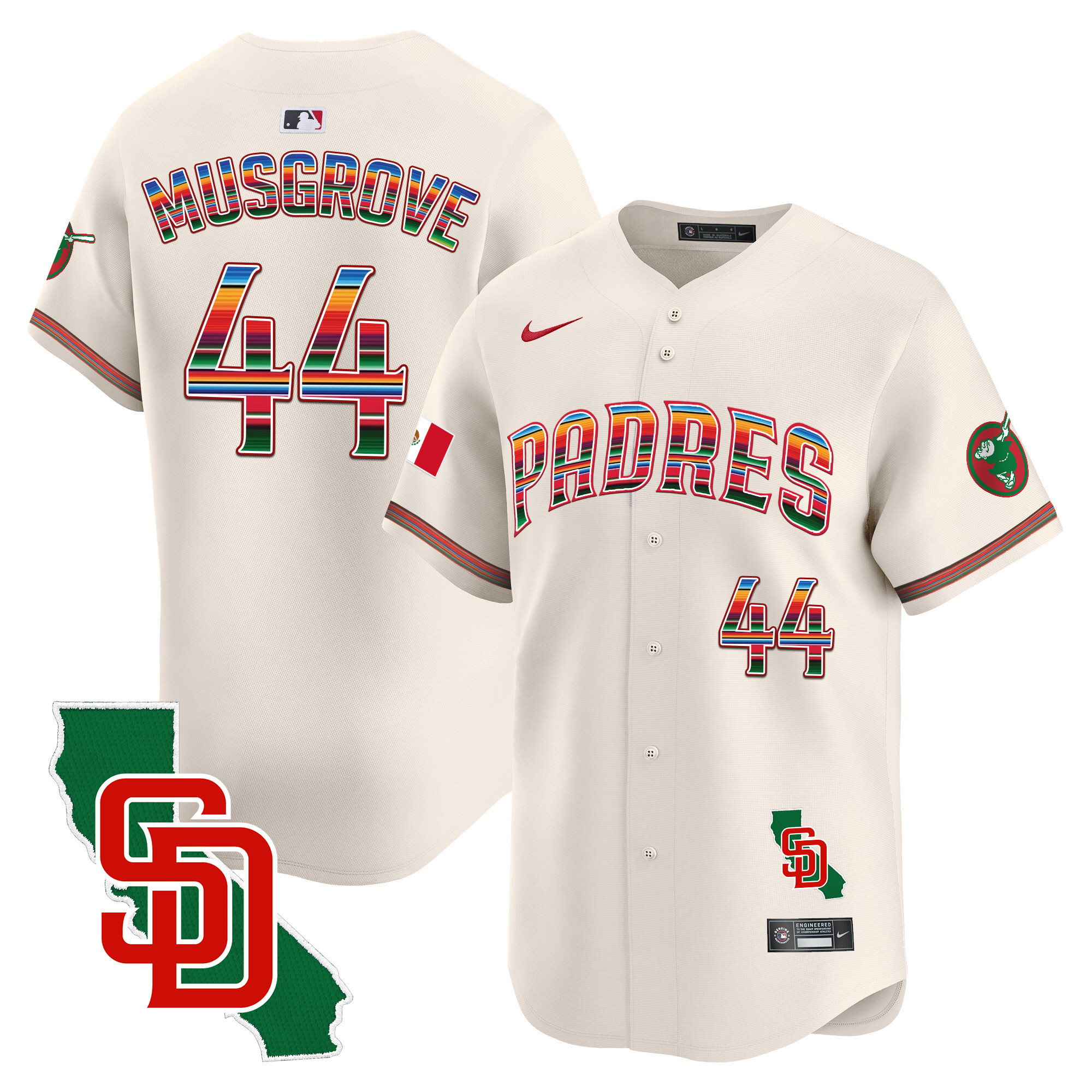 Joe Musgrove Men's San Diego Padres Mexico California Patch Vapor Premier Limited Cream Jersey
