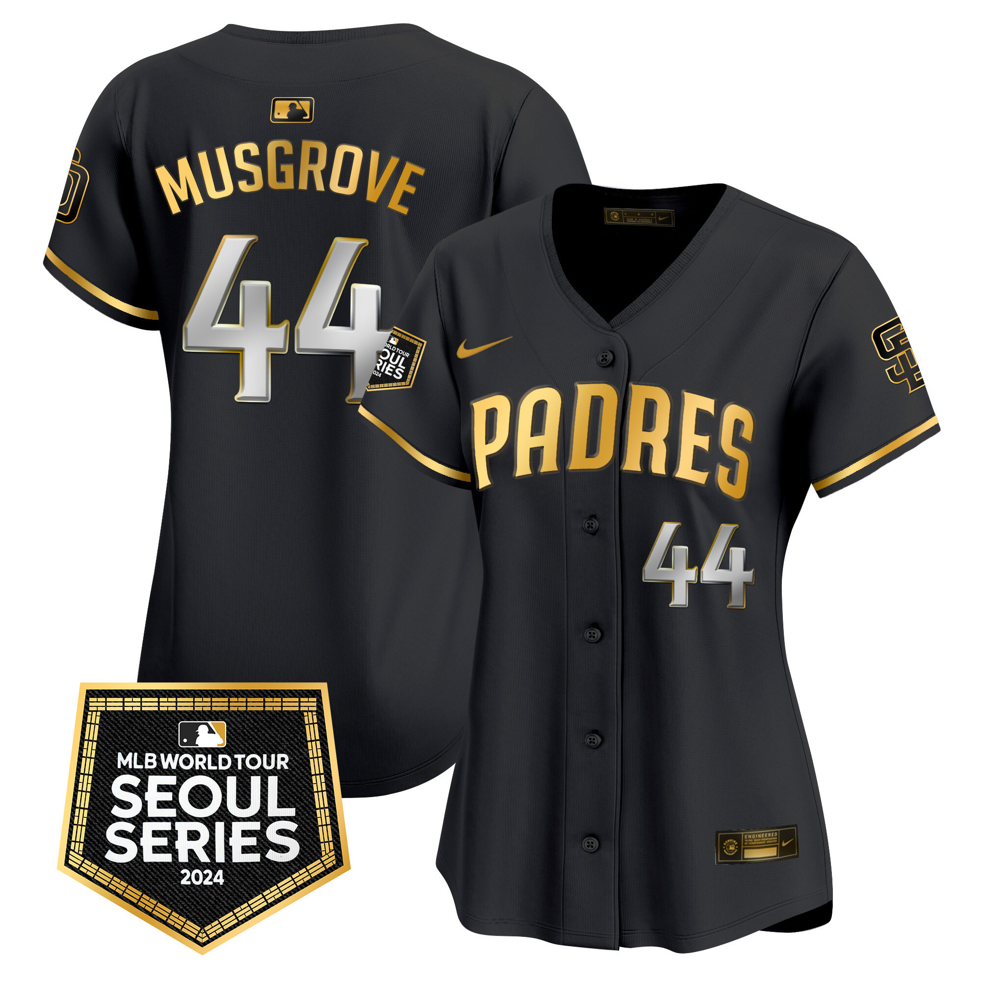 Joe Musgrove Women's San Diego Padres World Tour Seoul Series Patch Vapor Premier Limited Black Gold Jersey