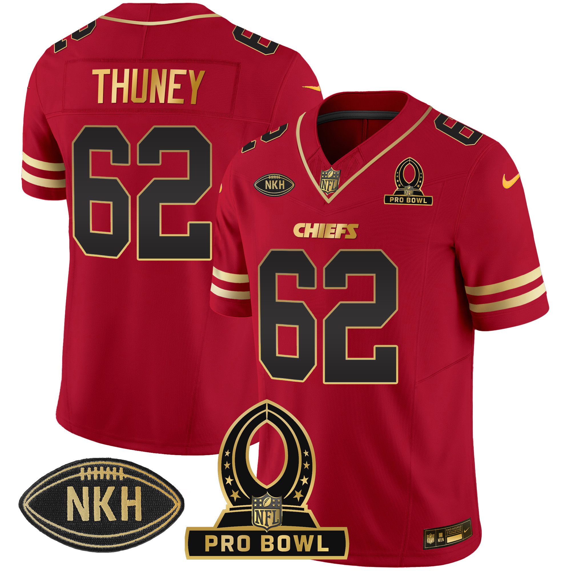 Joe Thuney Men's Kansas City Chiefs Pro Bowl Patch Vapor Black Red Jersey