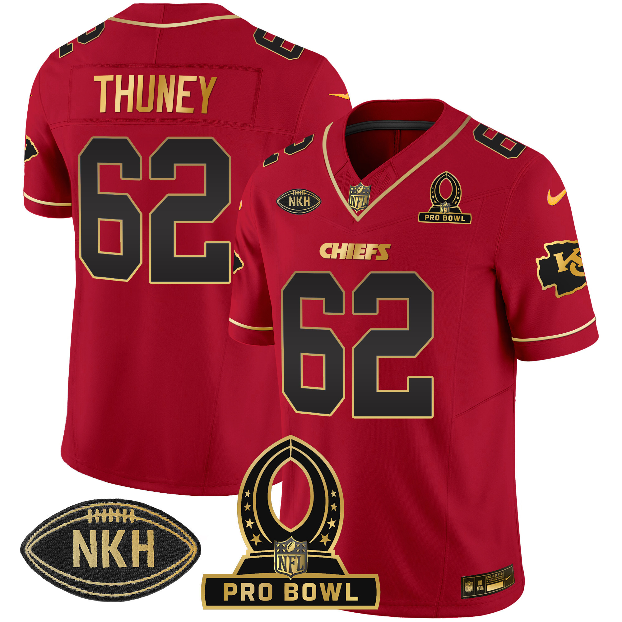 Joe Thuney Men's Kansas City Chiefs Pro Bowl Patch Vapor Red Special Jersey